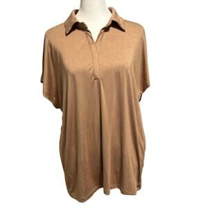 Soyaconcept Size M Collared Top Shirt Tan Minimalist